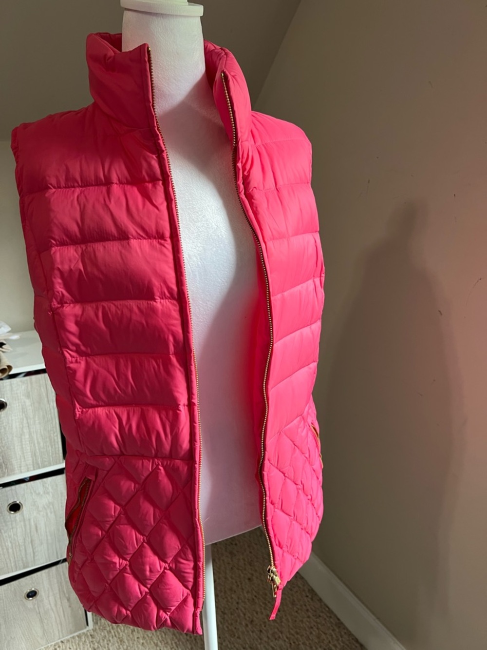 Talbots Bright Pink Quilted Puffer Vest
